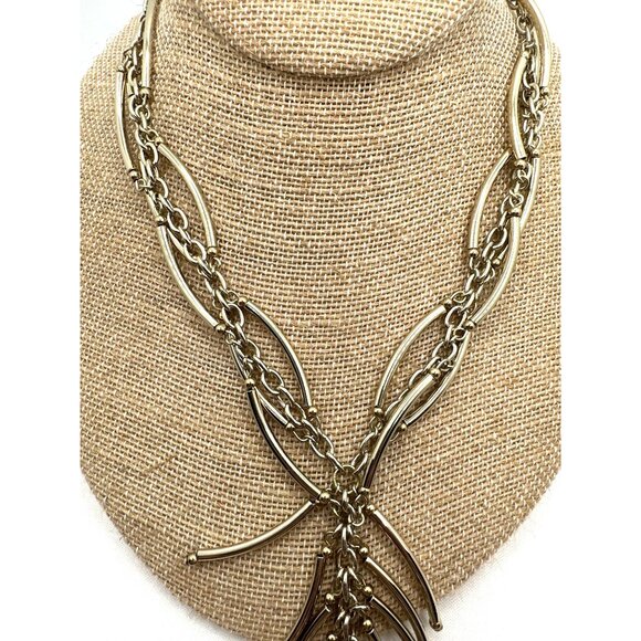 Boho Chic Fringe Y-Drop Necklace Silver Tone Cascading Coastal Cowgirl Tribal - Picture 5 of 6